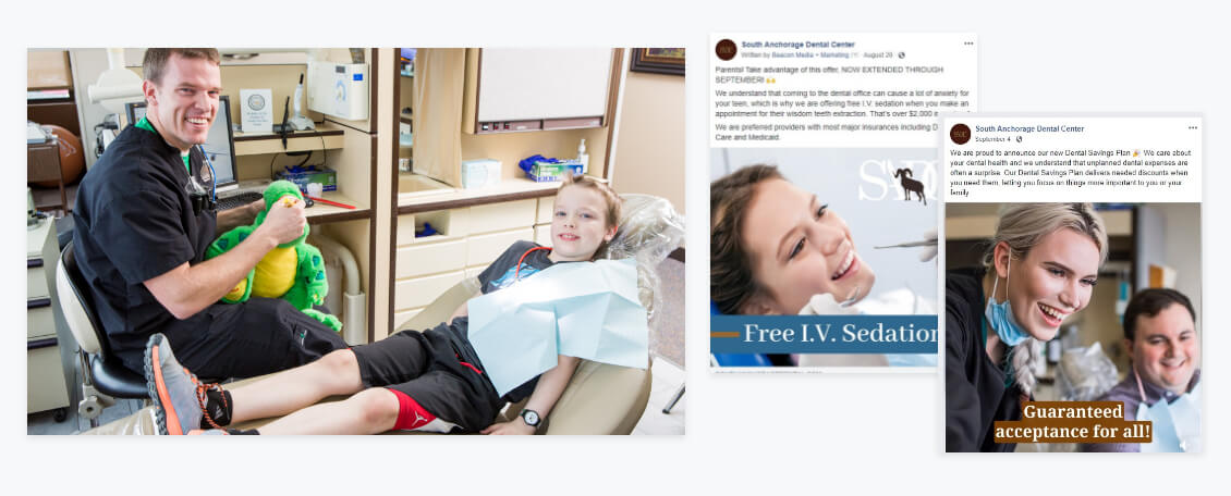 Screenshots of South Anchorage Dental Center marketing