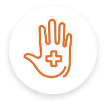 Hand with medical sign icon.