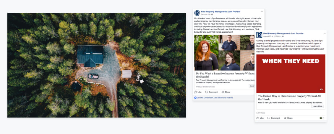 Screenshots of marketing work for Real Property Management.