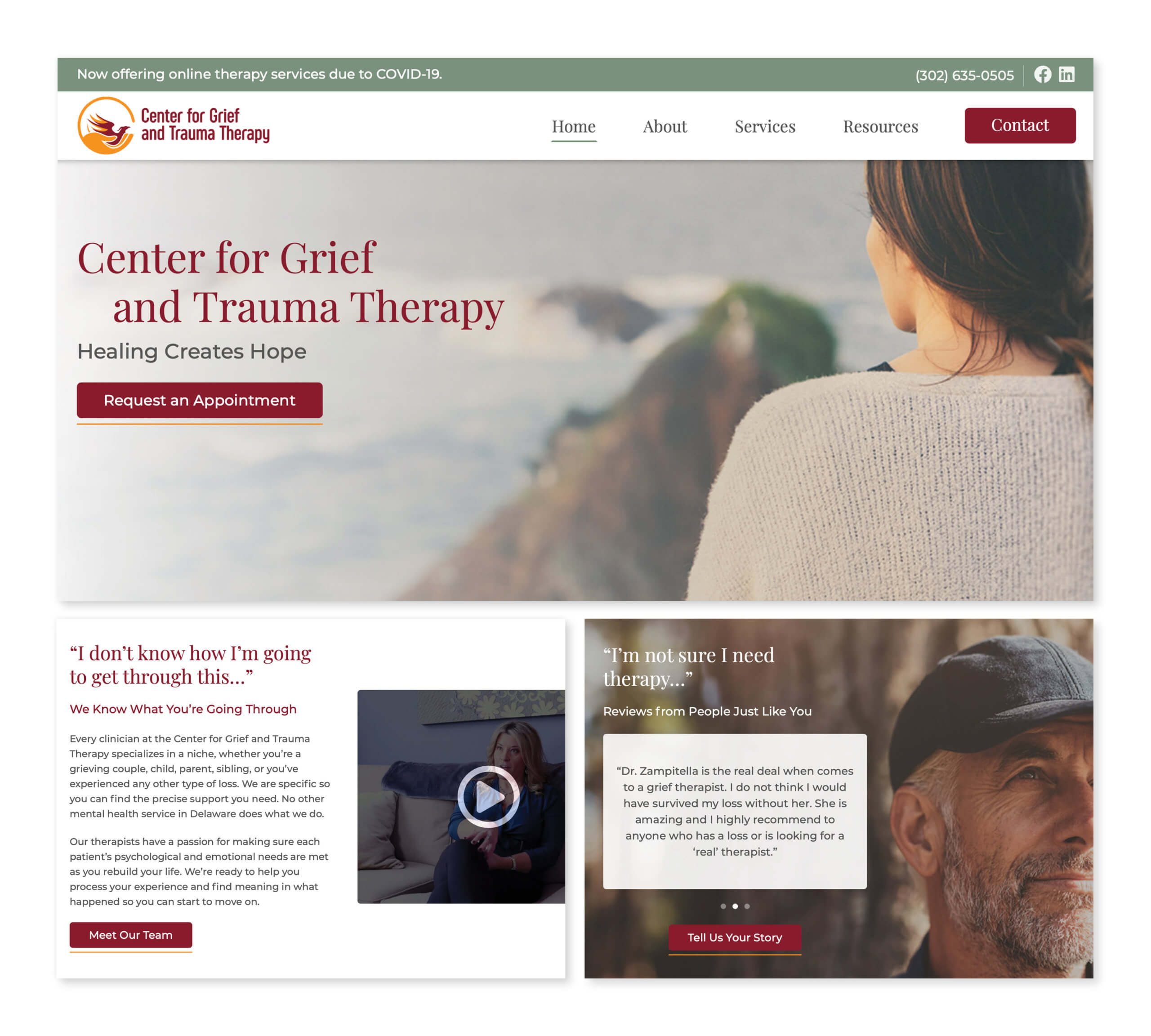 Center for Grief and Trauma Website Preview