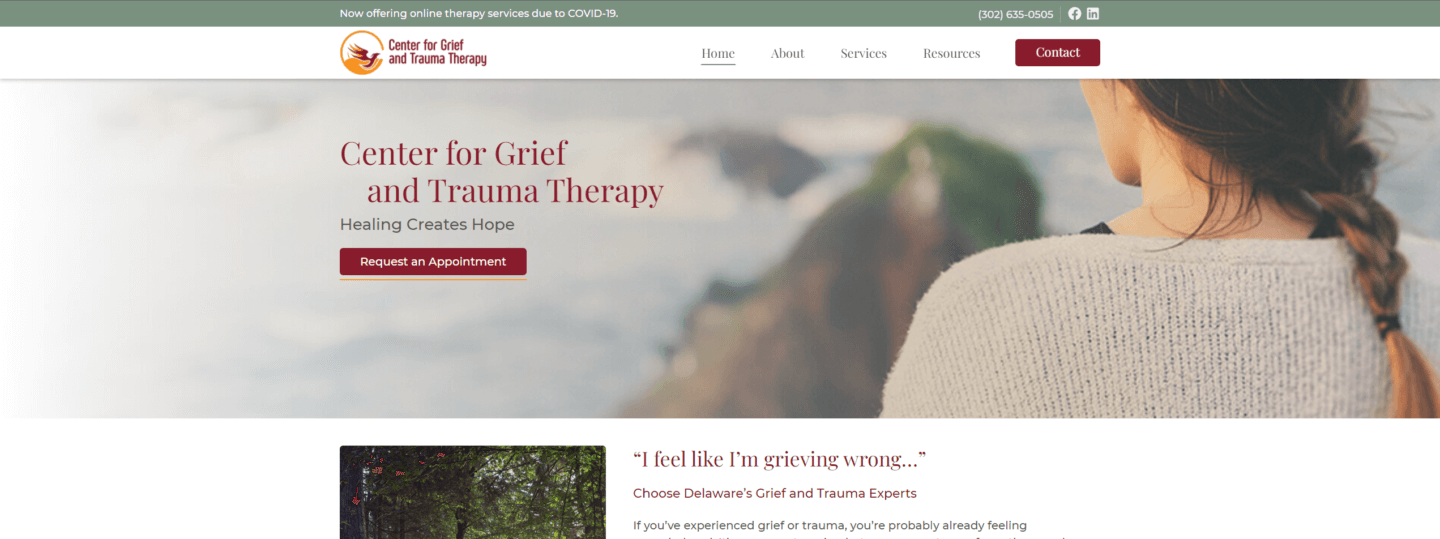 Center for Grief and Trauma home page