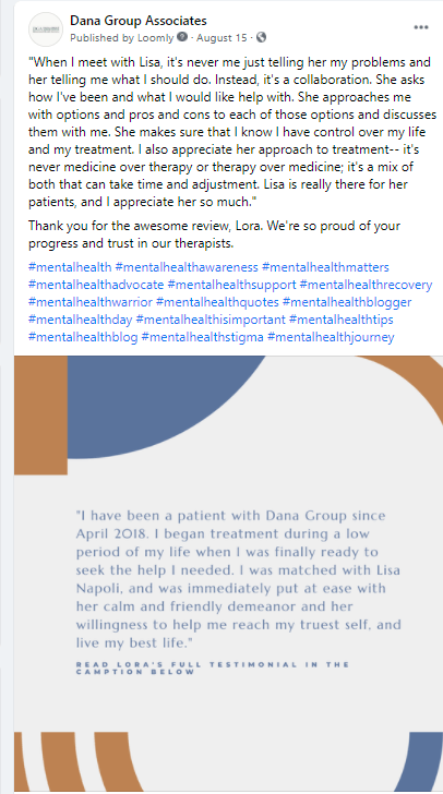 Dana group testimonial mental health post