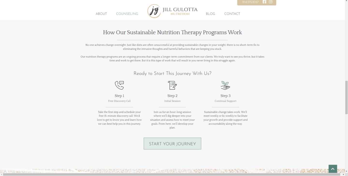 Screenshot of Jill Gulotta Nutrition website showing how their programs work.