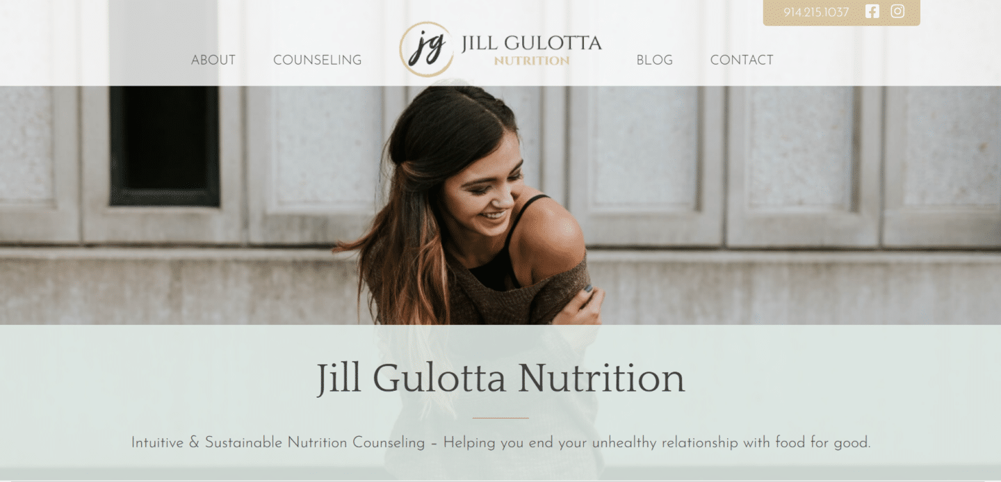 Screenshot of Jill Gulotta Nutrition website