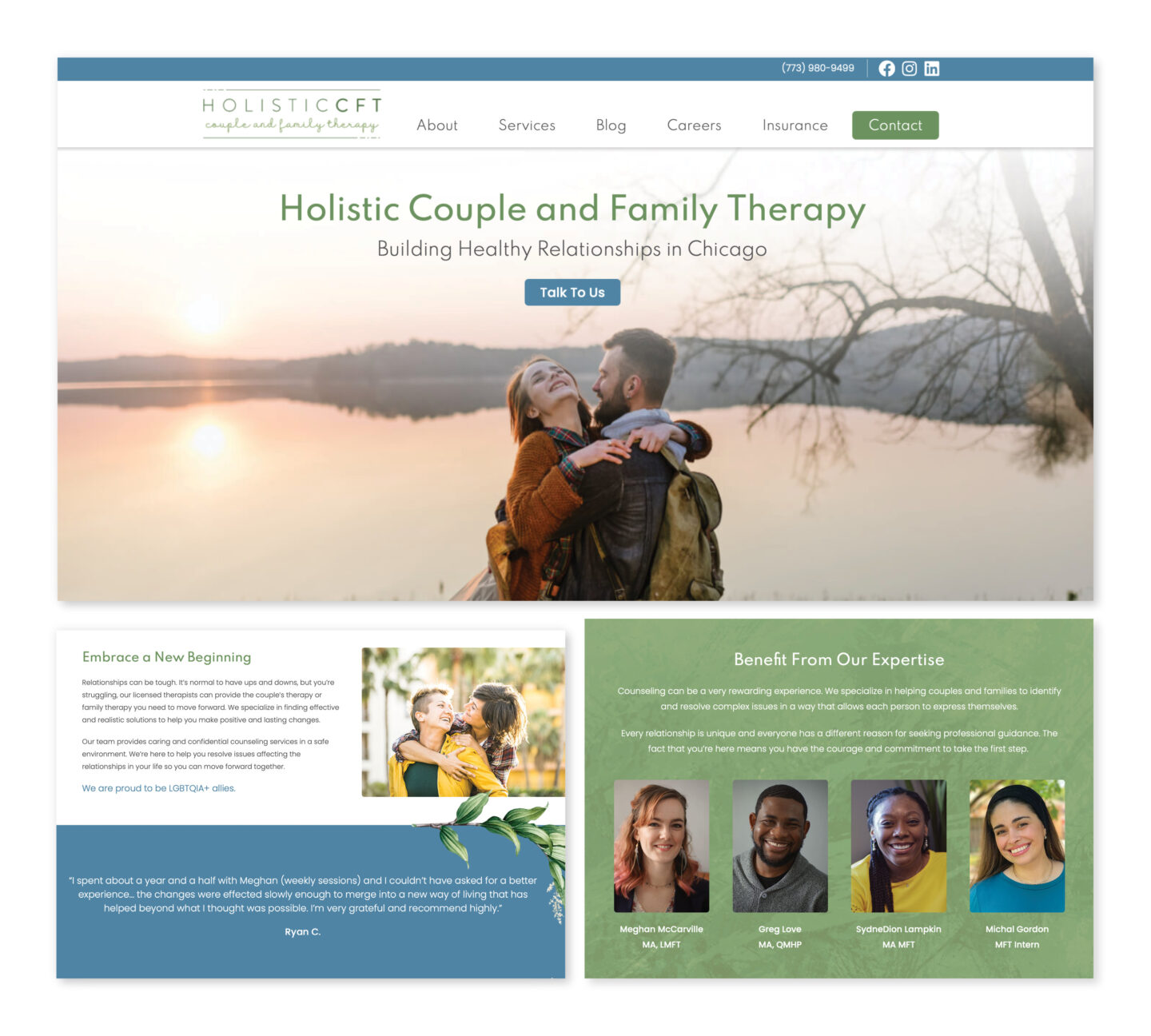 Screenshots from Holistic CFT's website by Beacon Media + Marketing