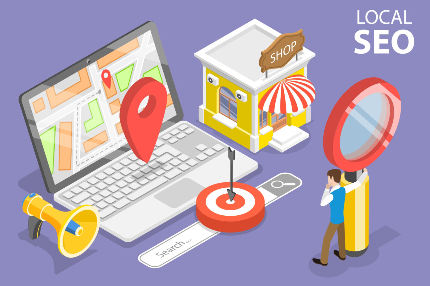Local SEO with physical location illustration