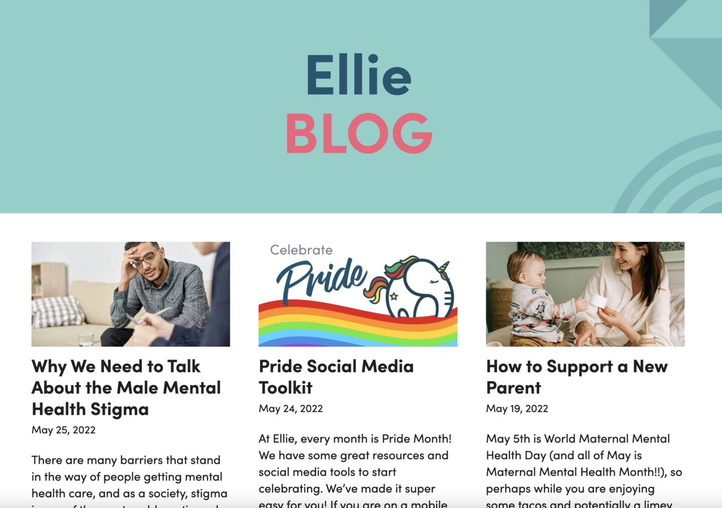 Ellie Mental Health Blog page
