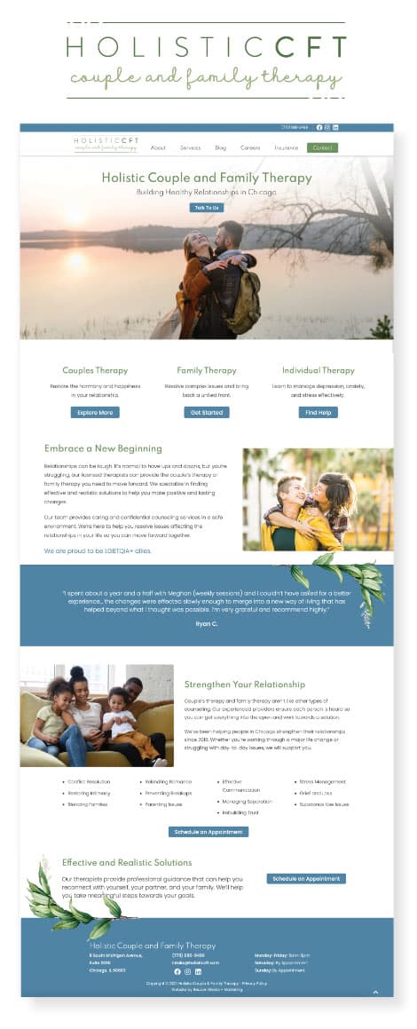 Holistic Couples Family Therapy website