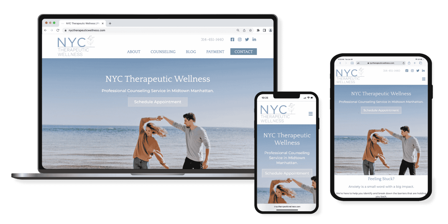 Mental Health clinic NYC Therapeutic website design on different devices