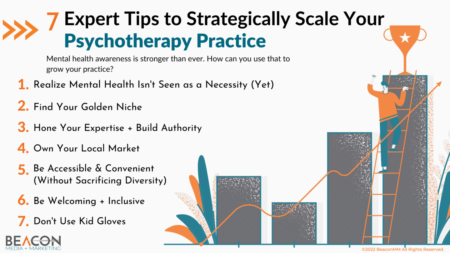 7 Expert Tips to Strategically Scale Your Psychotherapy Practice Infographic