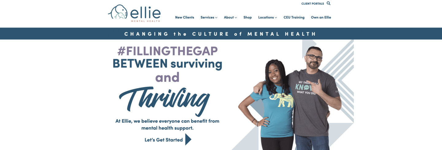 Ellie Mental Health website home page