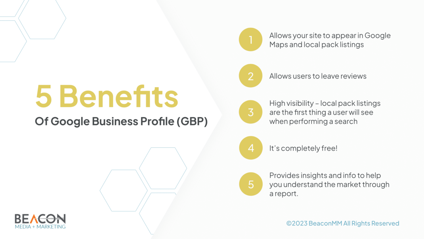 5 Benefits of Google Business Profile infographic