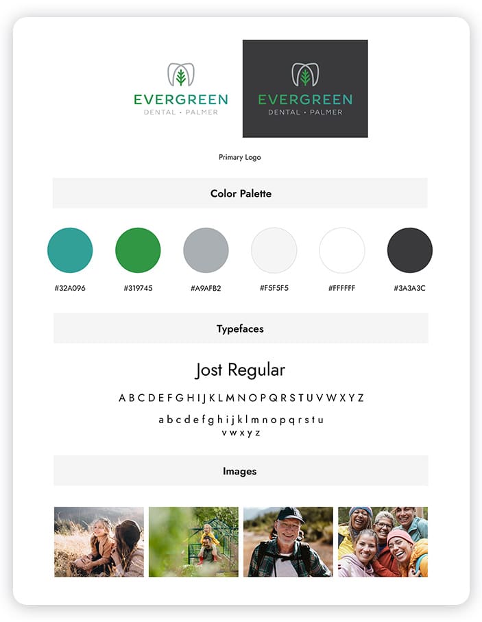 Evergreen Dental branding guide by Beacon Media + Marketing