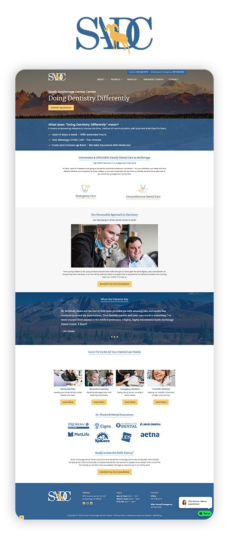 South Anchorage Dental website by Beacon Media + Marketing
