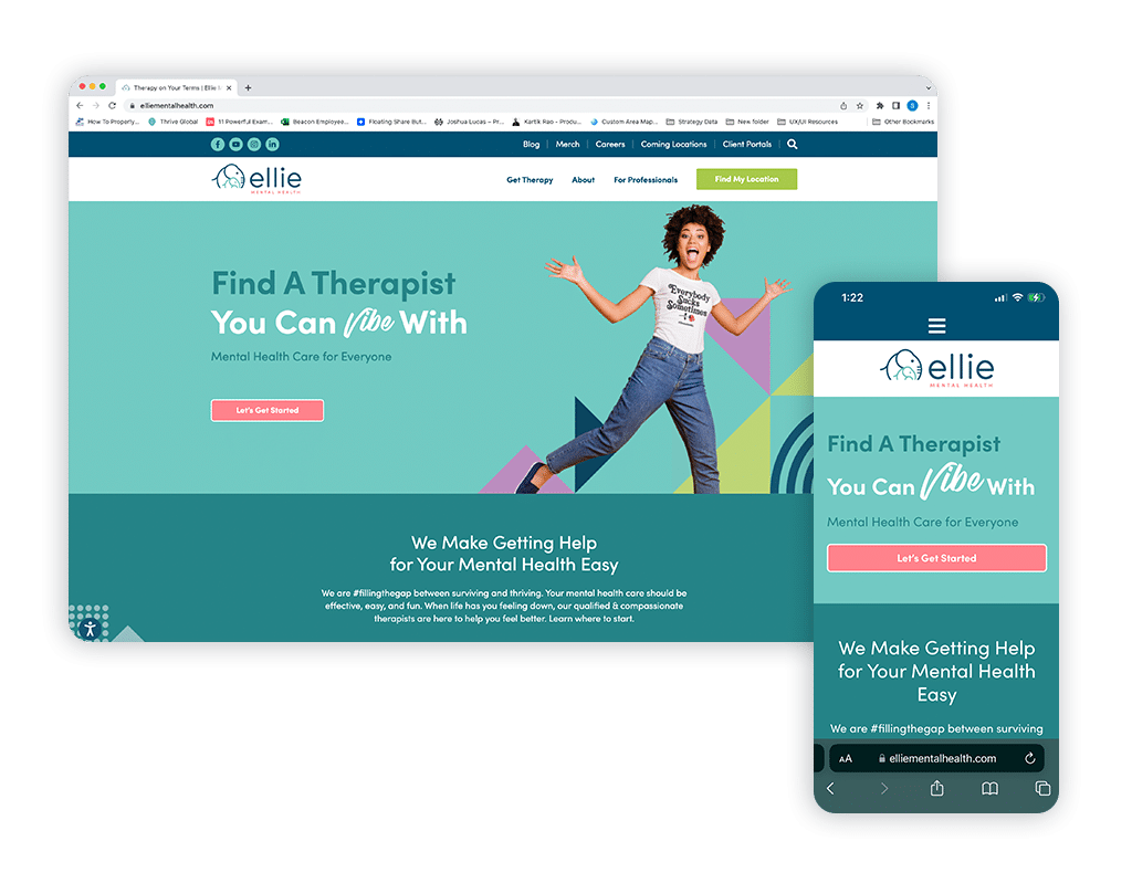 Ellie Mental Health website designed by Beacon Media + Marketing