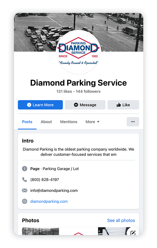 Diamond Parking social media work by Beacon Media + Marketing