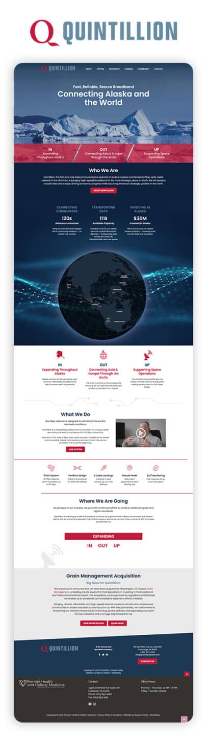 Quintillion Global Networks website by Beacon Media + Marketing