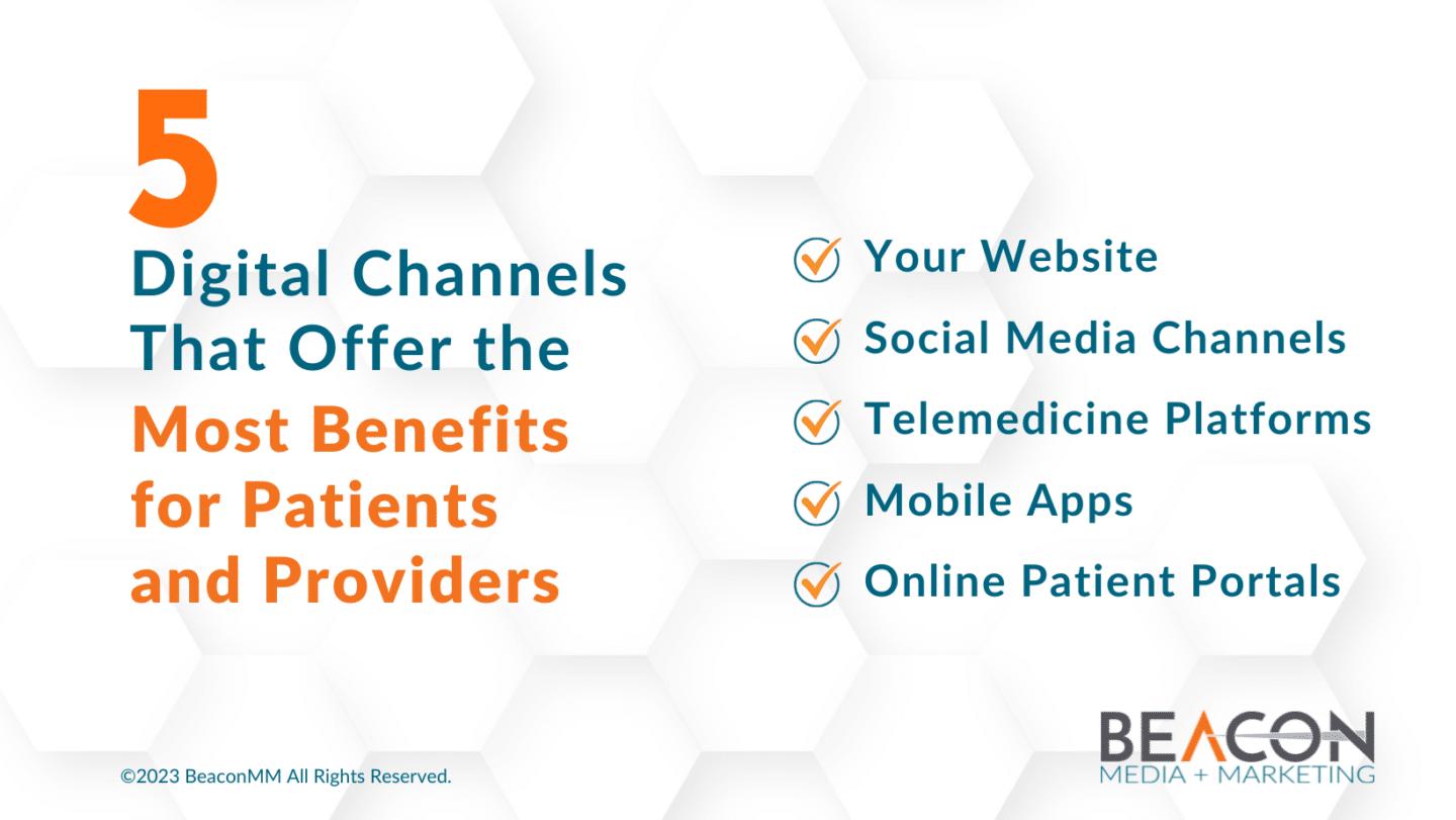 5 digital channels that offer the most benefits for patients and providers infographic